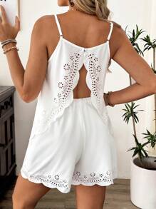 SHEIN 2 Stücke Umstandsmode asymmetrisches Rücken-Batik-Muster Camisole Top und bedruckte Shorts Set