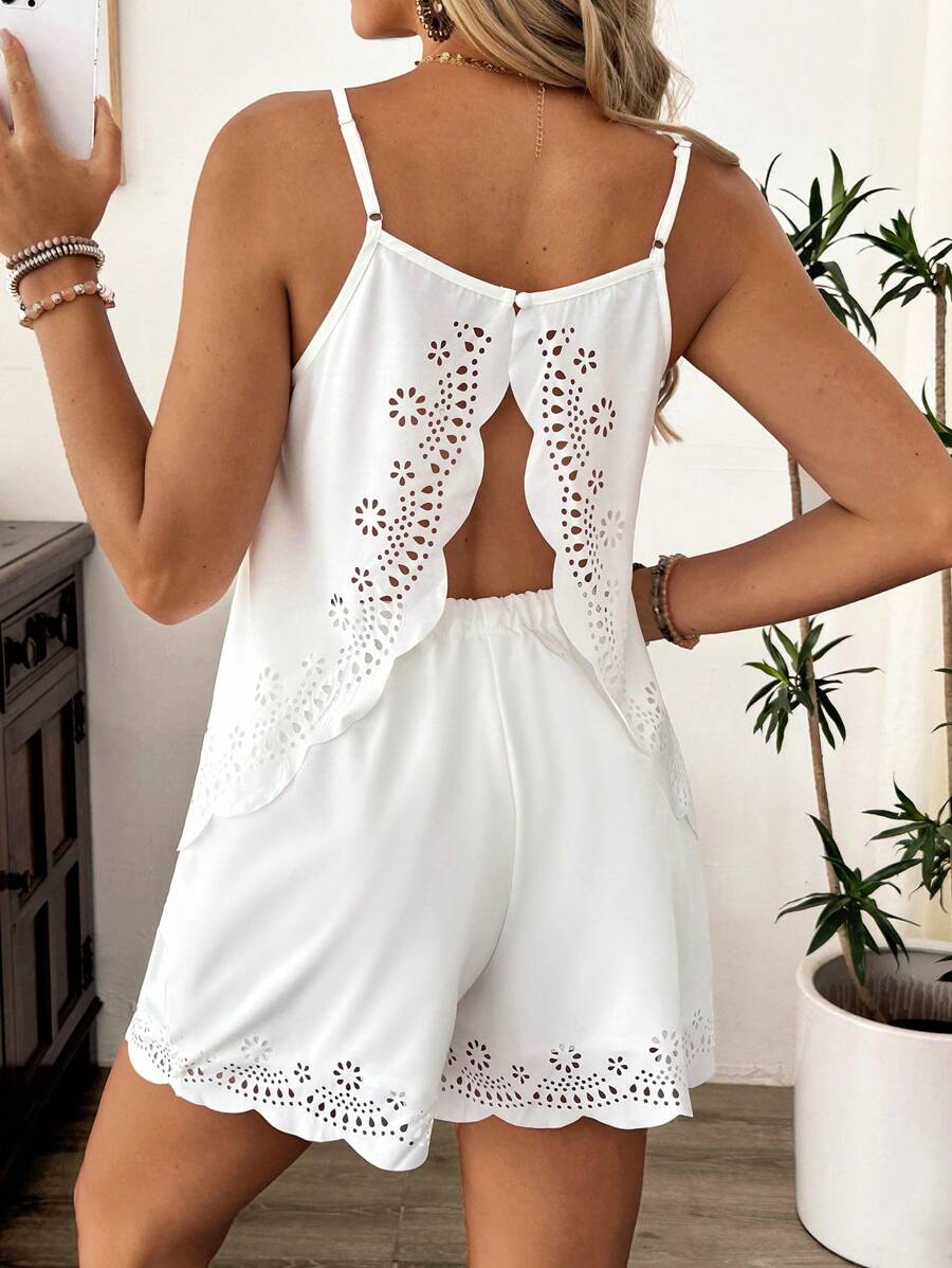 SHEIN 2 Stücke Umstandsmode asymmetrisches Rücken-Batik-Muster Camisole Top und bedruckte Shorts Set