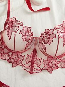 2 piezas Conjunto de lencería sexy de color piel para mujeres