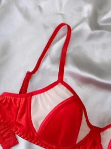 بدية نسائية بألوان متناقضة مميزة للاستخدام في عيد الحب ذات تصميم مثير وأنيق مدعومة بسلك للدعم - الأحمر - مشاهدة 4