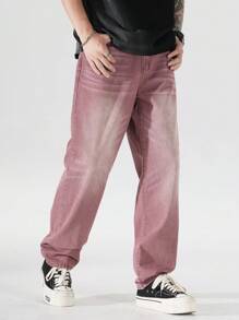 Chillumni Men's Classic Straight Loose Fit Casual Denim Jeans With Pockets