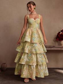 Savoree Vestido elegante con decoración escalonada de cristales para mujeres, adecuado para verano, playa, festivales, vacaciones