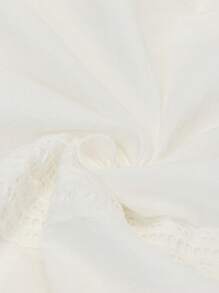 Miaspire Ladies' Casual Solid Color White Dress With Lace Embroidery Decoration On Neckline And Hem - White - View 9