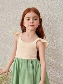Blossori Gaun Tenun Gaya Prancis Elegan dengan Motif Patchwork Warna-warni untuk Anak Perempuan, Cocok untuk Musim Semi & Musim Panas - MultiWarna - View 6