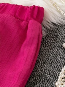 SHEIN LUNE Women's Pink Collared Shirt And Wide-Leg Pants Two-Piece Set Fall Cloth For Women - Pink - View 5