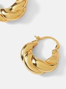MOTF PREMIUM 18K GOLD PLATED VINTAGE FRENCH OX HORN HOOP EARRINGS