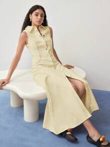 MOTF STUDIO 纽扣式常规版型连衣裙