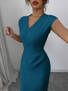 Elenzga 女士无袖 V 领高腰优雅浪漫连衣裙