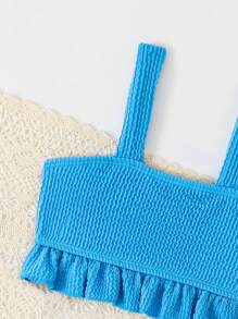 Young Girl Toddler/Little Kid Ruffled 2 Pieces Swimwears - Blue - View 3