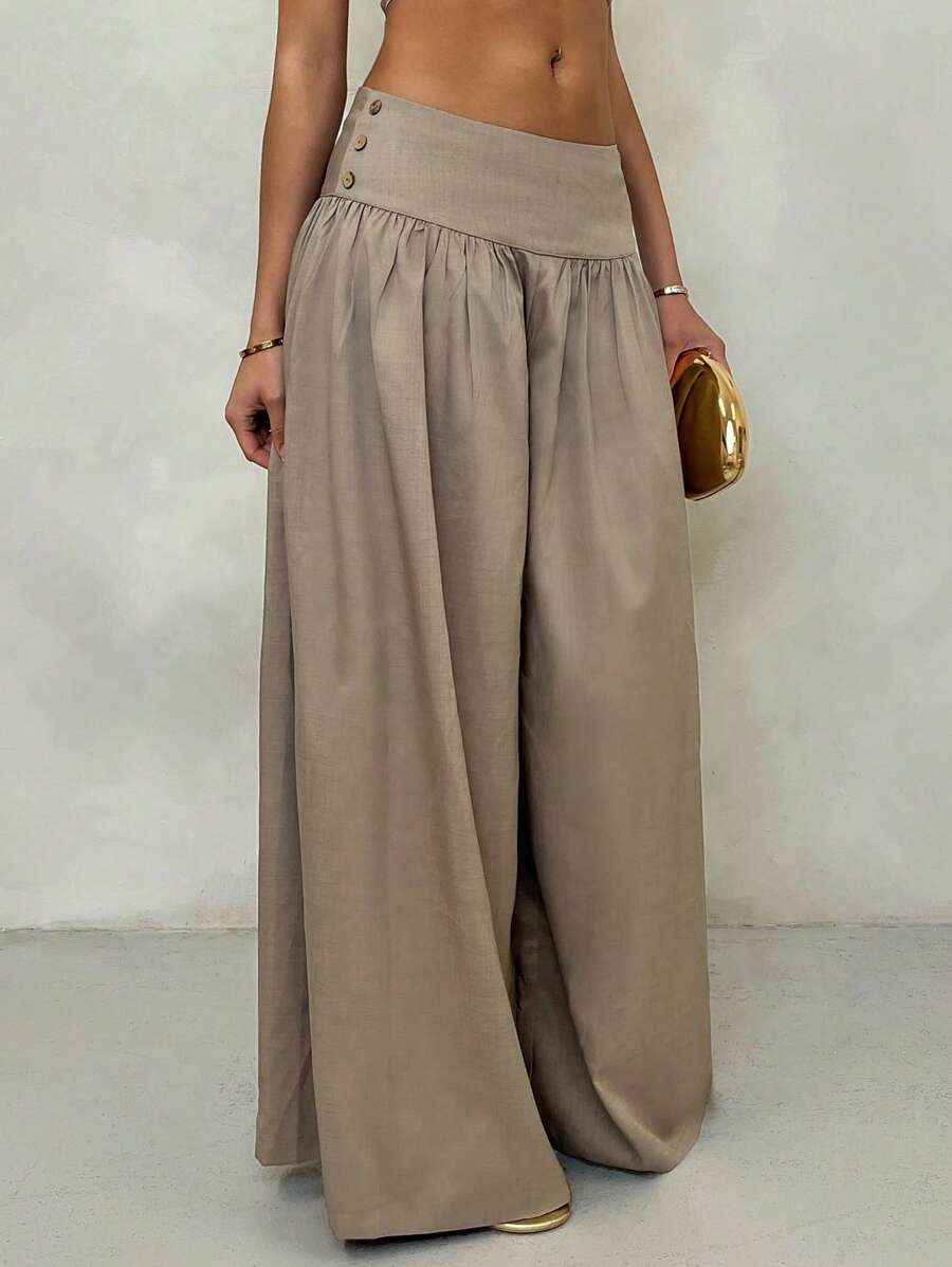 Glamine 复古低腰阔腿裤裙，宽松修身女式宽松裤子