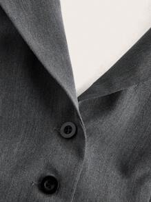 SHEIN EZwear 女士灰色编织单排扣背心和百褶裙套装