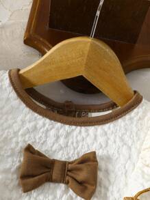 2 Pieces Baby Girl Casual Cute Ruffle Bow Textured Fabric Top And Pants Set - Apricot - View 4