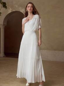 MOTF PREMIUM CONTRAST LACE FLOWY DRESS - White - View 5