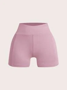SHEIN EZwear 4 件套纯色户外服装：不对称领褶皱上衣 + 吊带背心 + 短裤 + 高腰裤 - 淺灰紫 - 查看 8