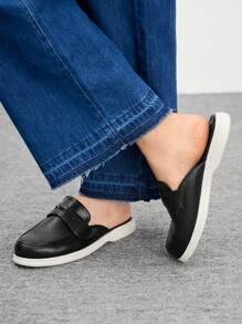 CUCCOO BIZCHIC Giày lười PU đen cổ điển đơn giản thời trang nữ, giày lười đi làm, hẹn hò, tiệc tùng, mua sắm, nghỉ dưỡng, mặc ở nhà - màu đen - Xem 3