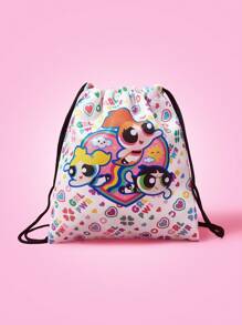 THE POWERPUFF GIRLS X SHEIN Bolsas de almacenamiento y viaje con estampado de Blossom, Bubbles y Buttercup, bolsas con cordón de varios tamaños