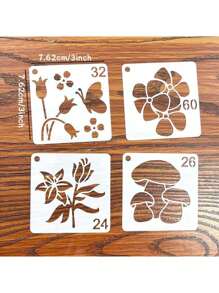 64 件绿岛花园花卉、植物和蝴蝶镂空绘画模板装饰相册绘画喷漆模板返校、返校、学校用品 - 套裝 - 查看 5