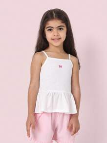 SUMWON Girls Butterfly Peplum Tank Top Summer Sleeveless Camisole Flared Ruffle Layering Basic Undershirt Beach Holiday Casual Wear