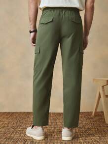 Manfinity VCAY Pantalones cargo de algodón con corte recto y color liso, adecuados para uso diario