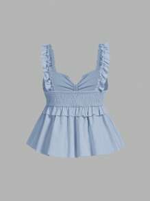 SHEIN MOD Top court crop imprimé pour femmes grande taille - Bleu azur - Voir 2