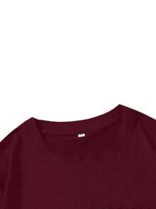 Manfinity LEGND Men's Casual Simple Letter Embossed Short Sleeve T-Shirt, Summer Streetwear Shirts Streetwear Shirts Men Streetwear Men Shirts - Burgundy - View 5