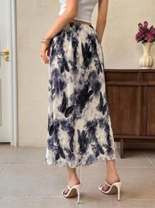 EastFlair 女士度假风格蝴蝶扎染印花弹性腰部 A 字裙 - 彩色 - 查看 6