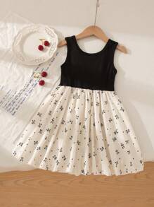 SHEIN Playful Pals Girls Summer Black Backless Dress, Vintage Princess Tutu Dress With Bow & Butterfly Decor, Fitted Waist Young Girl Party Dress Young Girl Birthday Dress Young Teen Girls Dress Young Girls Tea Party Dress - Multicolor - View 2