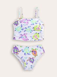 全新时尚少女满身印花吊带背心比基尼上衣