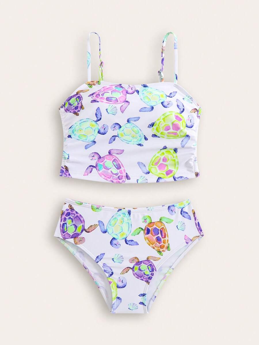 全新时尚少女满身印花吊带背心比基尼上衣