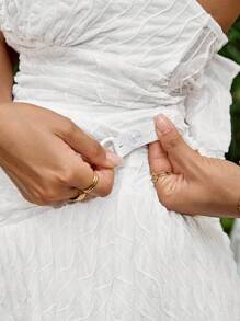 SHEIN 2pcs/Set Maternity Ruched Halter Tank Top & Adjustable Waist Skirt, Vacation Outfit - White - View 3