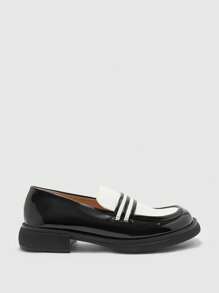 CUCCOO BIZCHIC Women's Casual Comfortable Oxford Shoes With Contrast Color, Versatile Daily Wear - Black and White - View 9