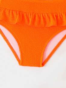 Young Girl Toddler Ruffled 2 Pieces Swimwear Set - Orange - View 5