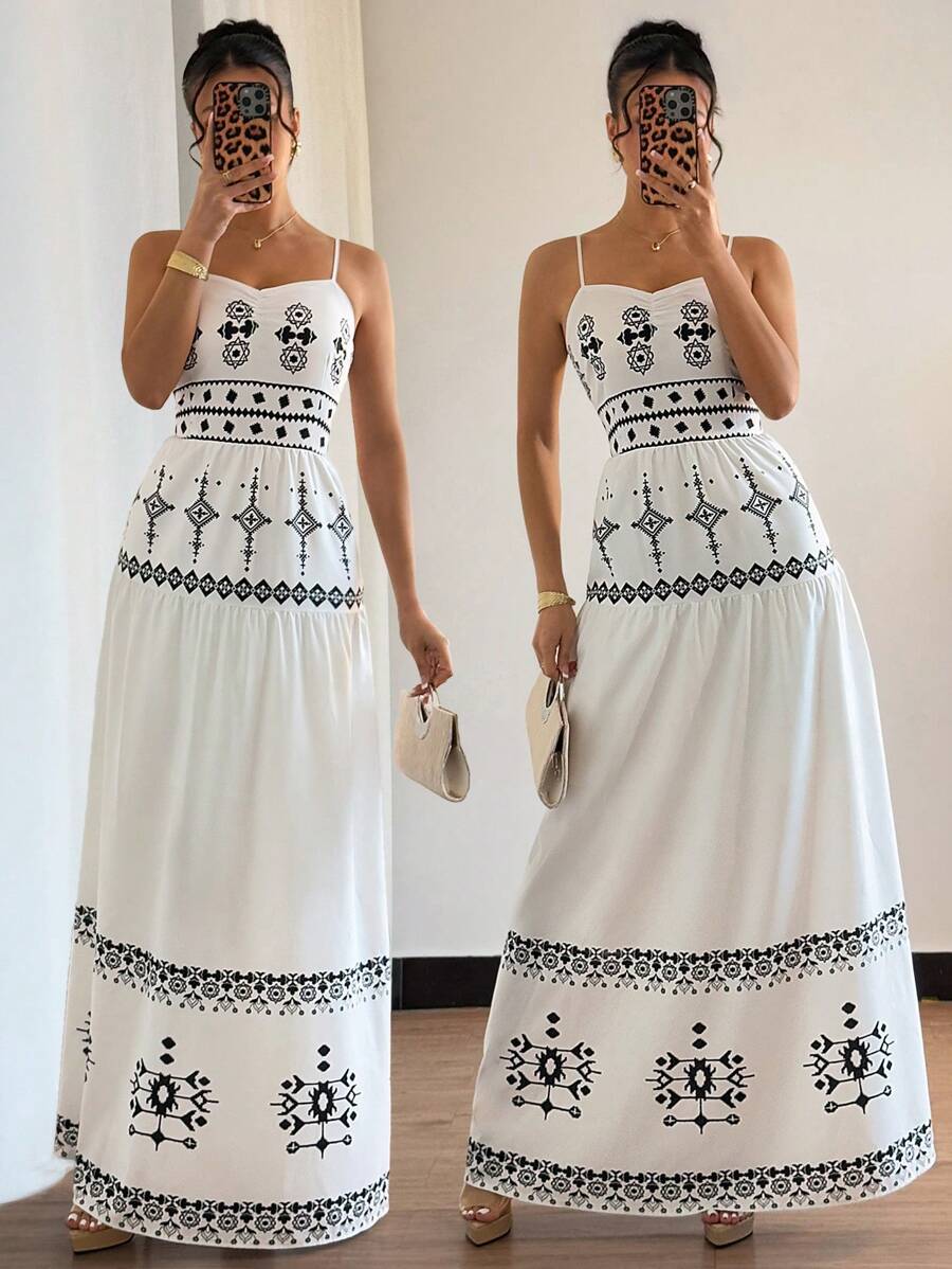 Elenzga 女式无袖印花连衣裙