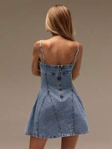 Forever 21 女士休闲腰部抽绳牛仔无袖连衣裙，夏季