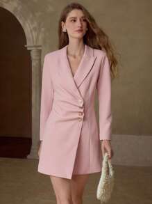 MOTF PREMIUM 结构化纽扣装饰西装连衣裙