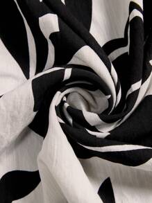 Freevana 大码休闲度假全印花连衣裙 - 黑與白 - 查看 7