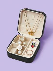 SCOOBY-DOO X SHEIN Fashionable & Portable Cute Cartoon Dog Pattern Jewelry Pouch - Black - View 2