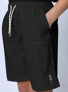 SUMWON Pantaloncini da allenamento atletico, leggeri e traspiranti, con laccetti, shorts da sudore per corsa, esercizio, allenamento, sport, giovanili, da uomo, abbigliamento attivo, per estate e primavera - nero - Visualizzare 5