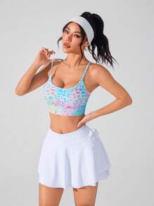 Easithlete 渐变色豹纹印花露背运动文胸 - 粉色 - 查看 6