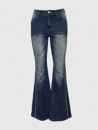 Grunge Punk Vintage Wash Flare Low Waist Sexy Women's Jeans