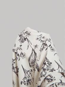 SHEIN MOD Plus Size Women's Romantic Black And White Floral Print Long Dress, Birthday Dress For Women, Casual Summer Dress, Flowing Women's Dress, Festive Style, Beach Dress Sundress, Bohemian Resort Wear,Milkmaid Dress - Multicolor - View 8