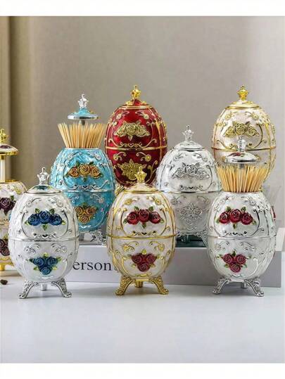 1pc Gorgeous Automatic Toothpick Holder, Hand Press Retractable Retro Toothpick Dispenser Push Type Toothpicks CaseCrown European Style Toothpick Storage Box, Plastic Toothpick Holder For Restaurant Tabletop, Kitchen, Home Decor, Wedding Decor,Elegant And Functional Design