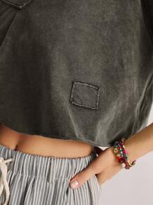 Bohemela Boho V-Neck Drop Shoulder Women T-Shirt