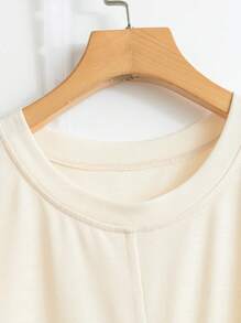 Chiquease Women's Round Neck Short Sleeve Slit Waist Knit Top, Simple And Fashionable - Multicolor - View 4