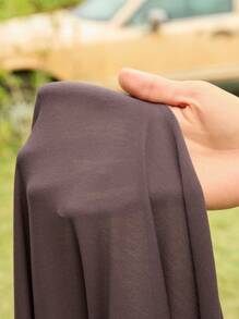 SHEIN EZwear Plus Size Summer V-Neck Brown Nomadic Style Knit Dress - Black - View 5