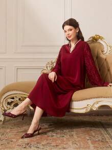 CUCCOO TILAWA Fashionable Wine Red Mesh Rhinestone Pointed Toe High Heels, Suitable For Commute, Dates, Parties, Weddings And Vacations For Christmas - Red - View 11