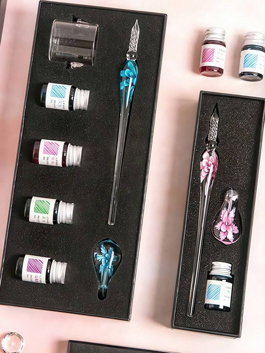 网上流行的学生玻璃蘸水笔，水晶笔，商务礼品，样品笔，学校活动奖品，开学生日礼物