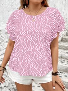 EMERY ROSE Camisa casual con estampado de mariposas y mangas de talla grande