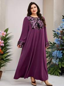 Al Najma Plus Size Women's Turkish Maxi Dress & Arabic Traditional Abaya Kaftan Jalabiya Dress - Multicolor - View 4