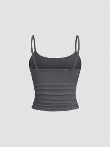 Sweetra Women's Fitted Camisole Top, Slim Fit, Layering Sleeveless Top Y2K  - Grey - View 2